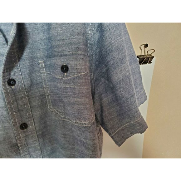 Woolrich Mens Chambray Button Down Short Sleeve Shirt Sz Medium M - Picture 4 of 5